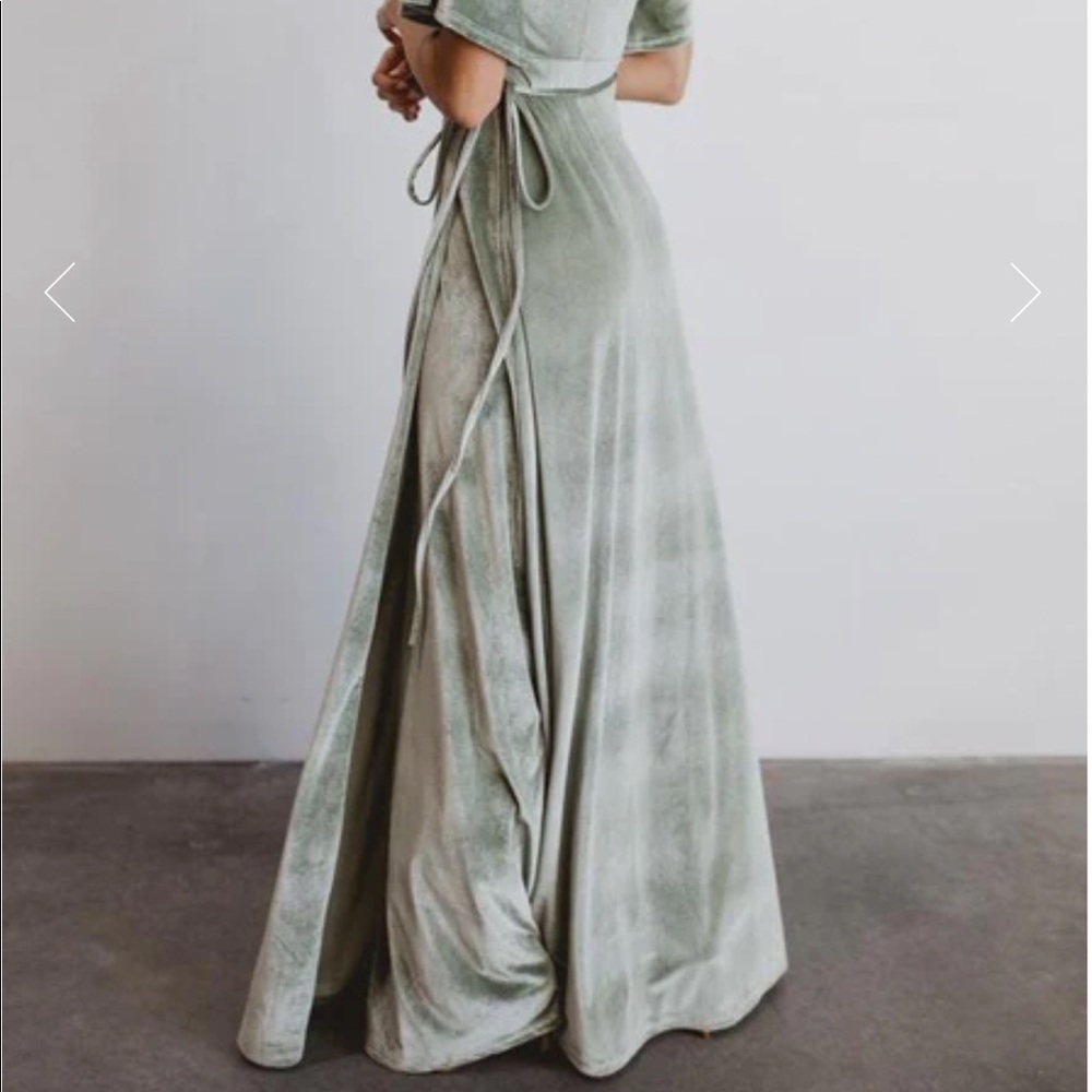 Baltic Born Sage Green Velvet Wrap Maxi Dress - Picture 3 of 7